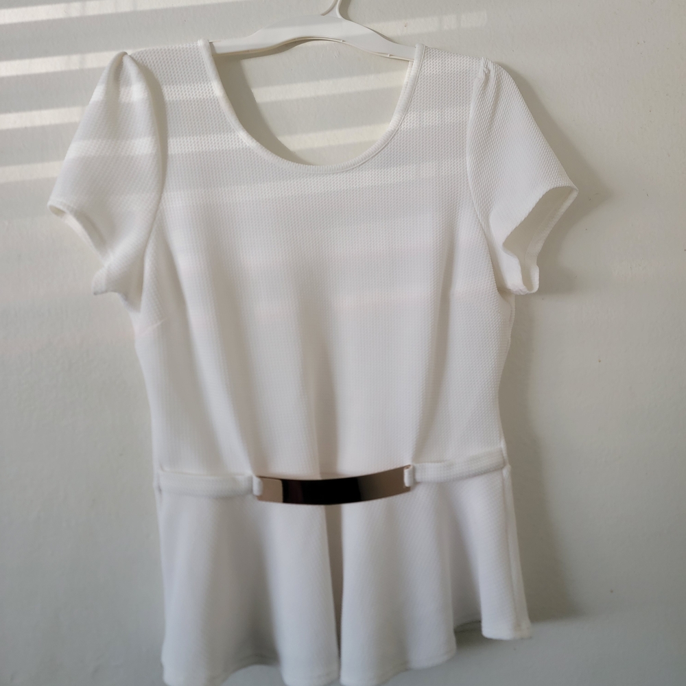 Elegant White Women's Top with Belt